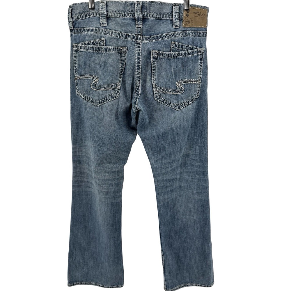 Silver Jeans Zac Bootcut Mens‎ 36x34 Blue Medium Wash Denim Stretch Grunge Y2K
